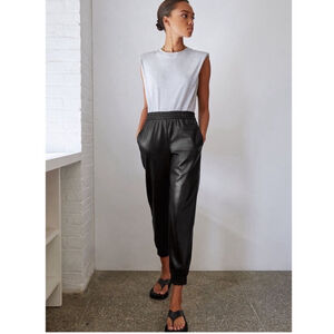 Women's Babaton Zedel Black Faux Leather Joggers Size M